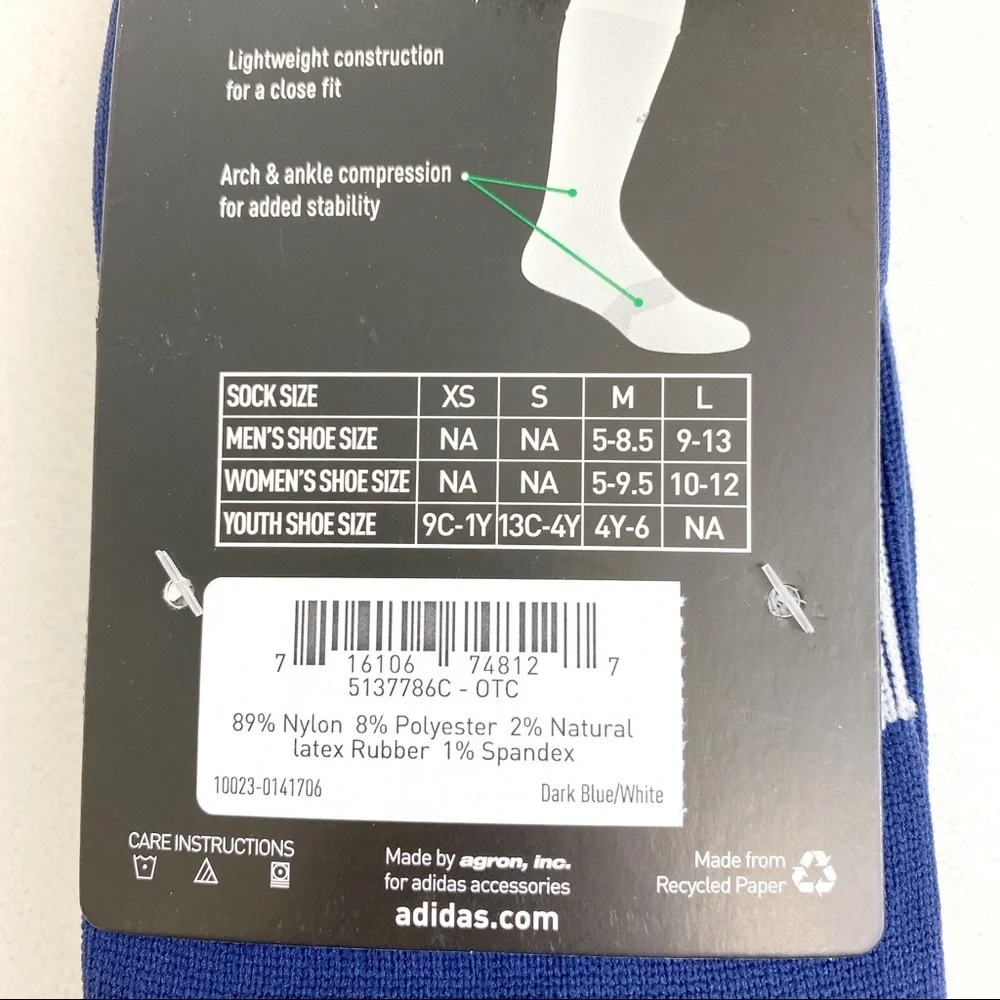 Adidas Metro IV Soccer Socks Men's Unisex M Kids 6